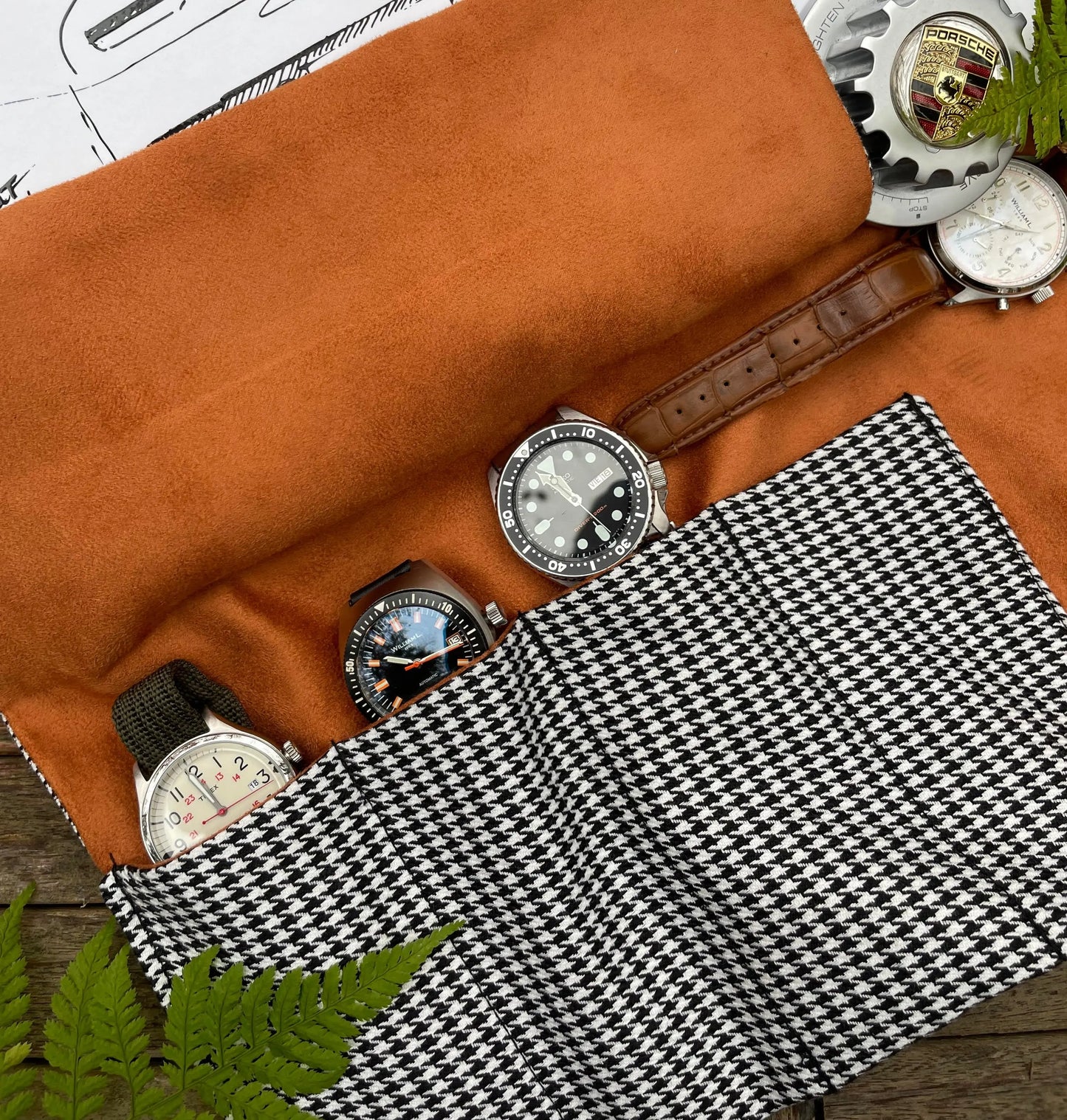 Marmotte 4 montres - imprimé Pied de poule GUIBERT